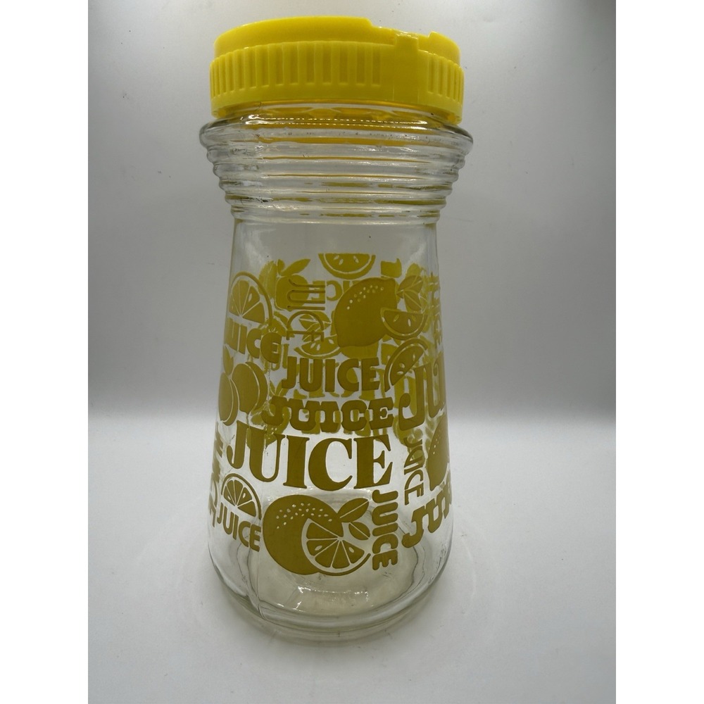 Vintage Anchor Hocking Lemonade Juice Carafe with Yellow Lid